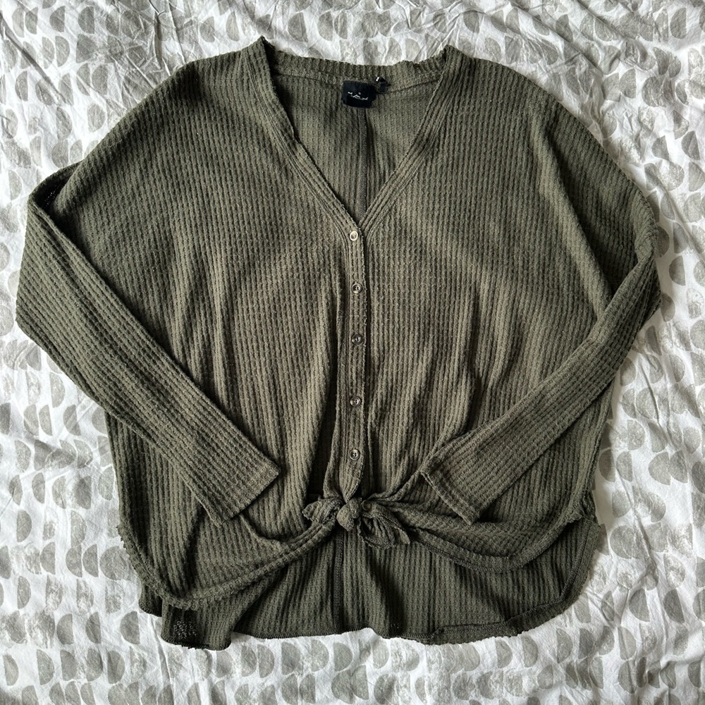 Olive Oversize Henley